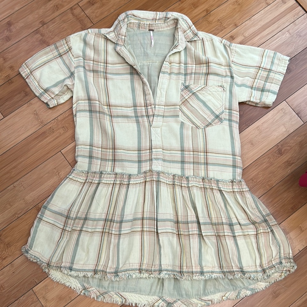 Free People Plaid T-Shirt Dress - S
